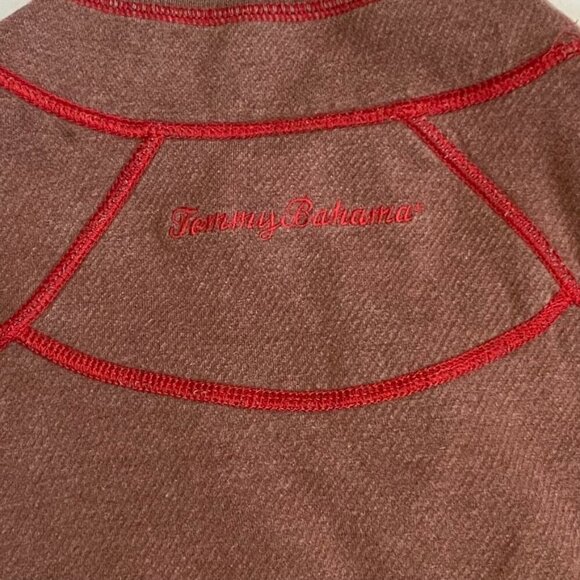 Tommy Bahama Reversible Quarter Zip Pullover Red Brown Size Medium As Is - Picture 4 of 7